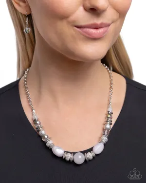 Refined Redux - Silver - Faceted and Smoky Bead Paparazzi Short Necklace