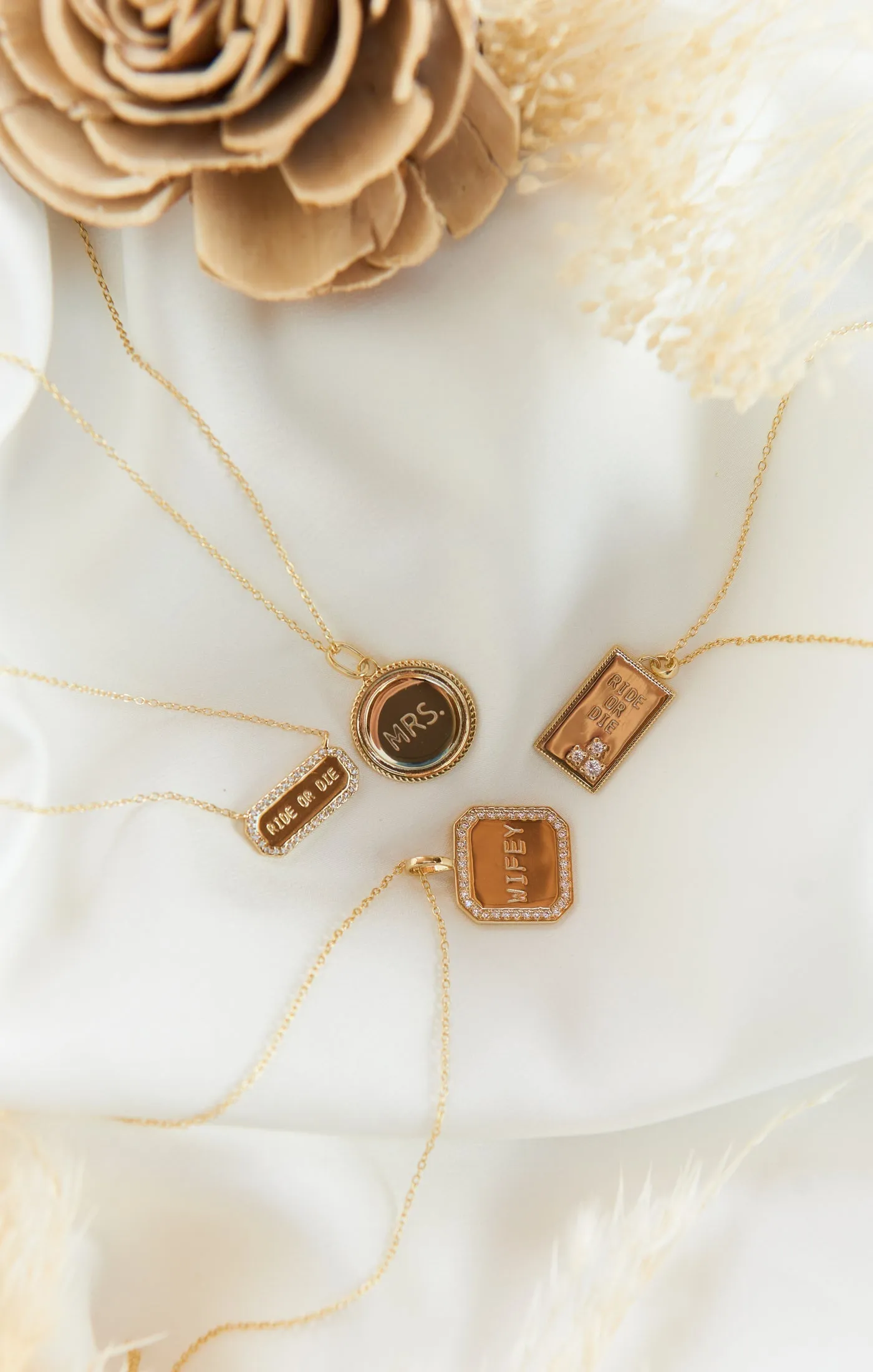 Rhinestone Ride or Die Necklace ~ 14K Gold Plated