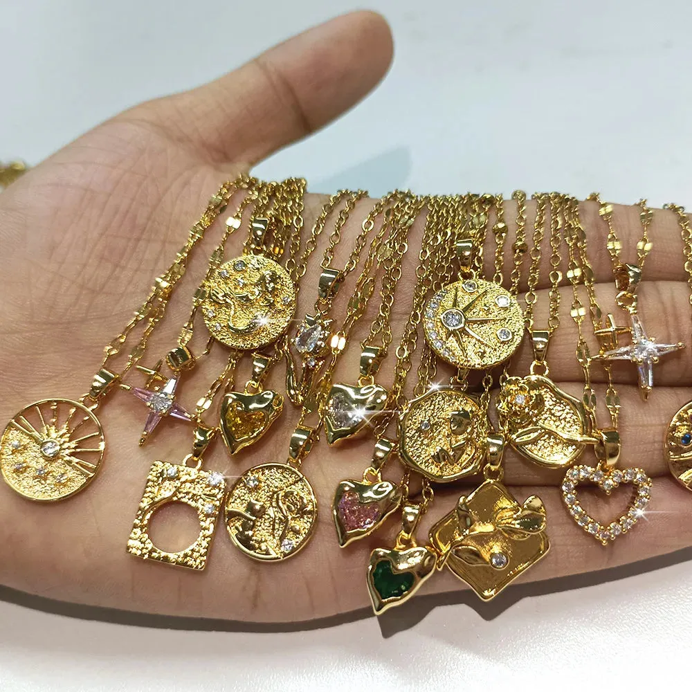 Rhinestone Rose Choker Shiny Zircon Sunrise Necklace For Women Gold Color Collar Evil Eyes Jewelry Y2k