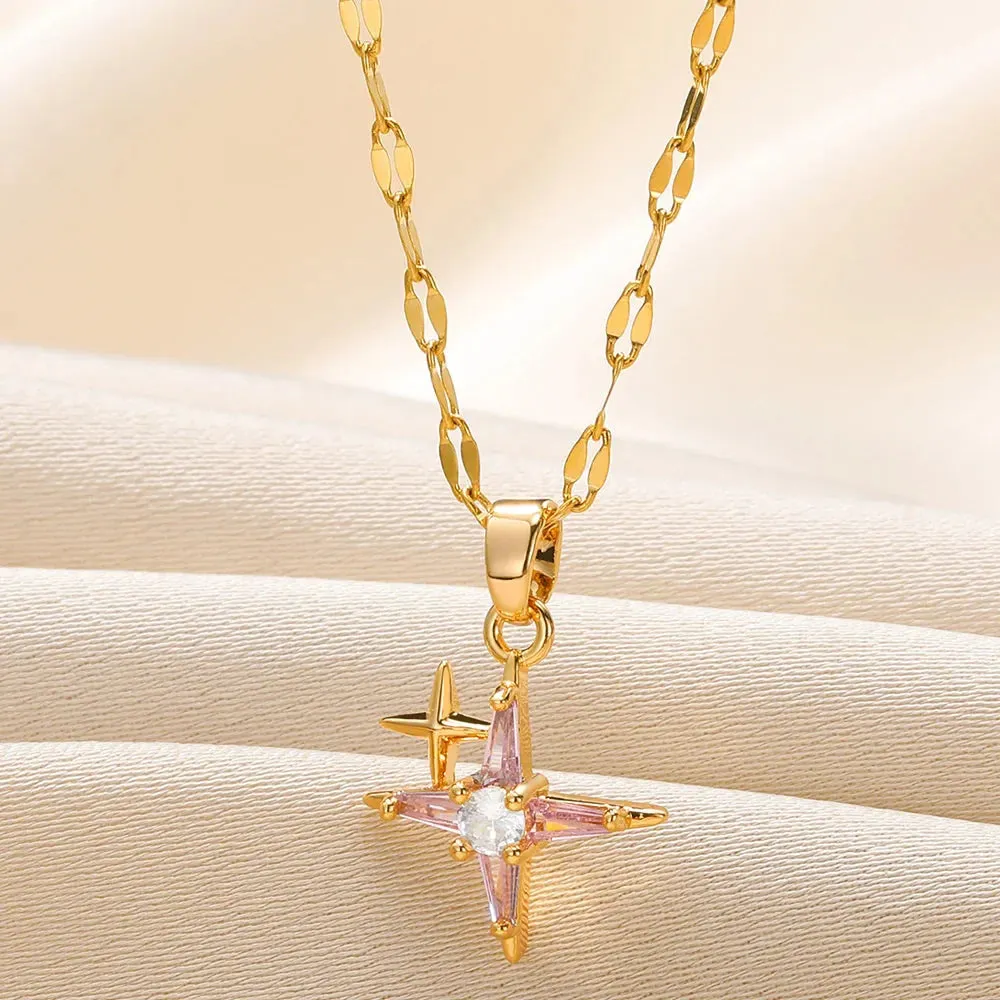 Rhinestone Rose Choker Shiny Zircon Sunrise Necklace For Women Gold Color Collar Evil Eyes Jewelry Y2k