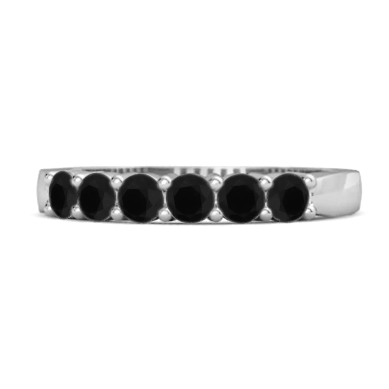 Rich Feel Eternity Black Spinel 925 Sterling Silver Stacking Ring