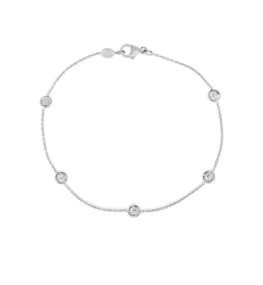 Roberto Coin 18K White Gold 5 Diamond Station Bracelet