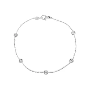 Roberto Coin 18K White Gold 5 Diamond Station Bracelet