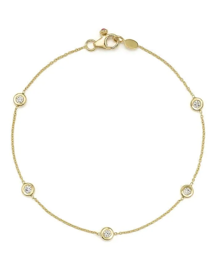 Roberto Coin 18K Yellow Gold 5 Diamond Station Bracelet