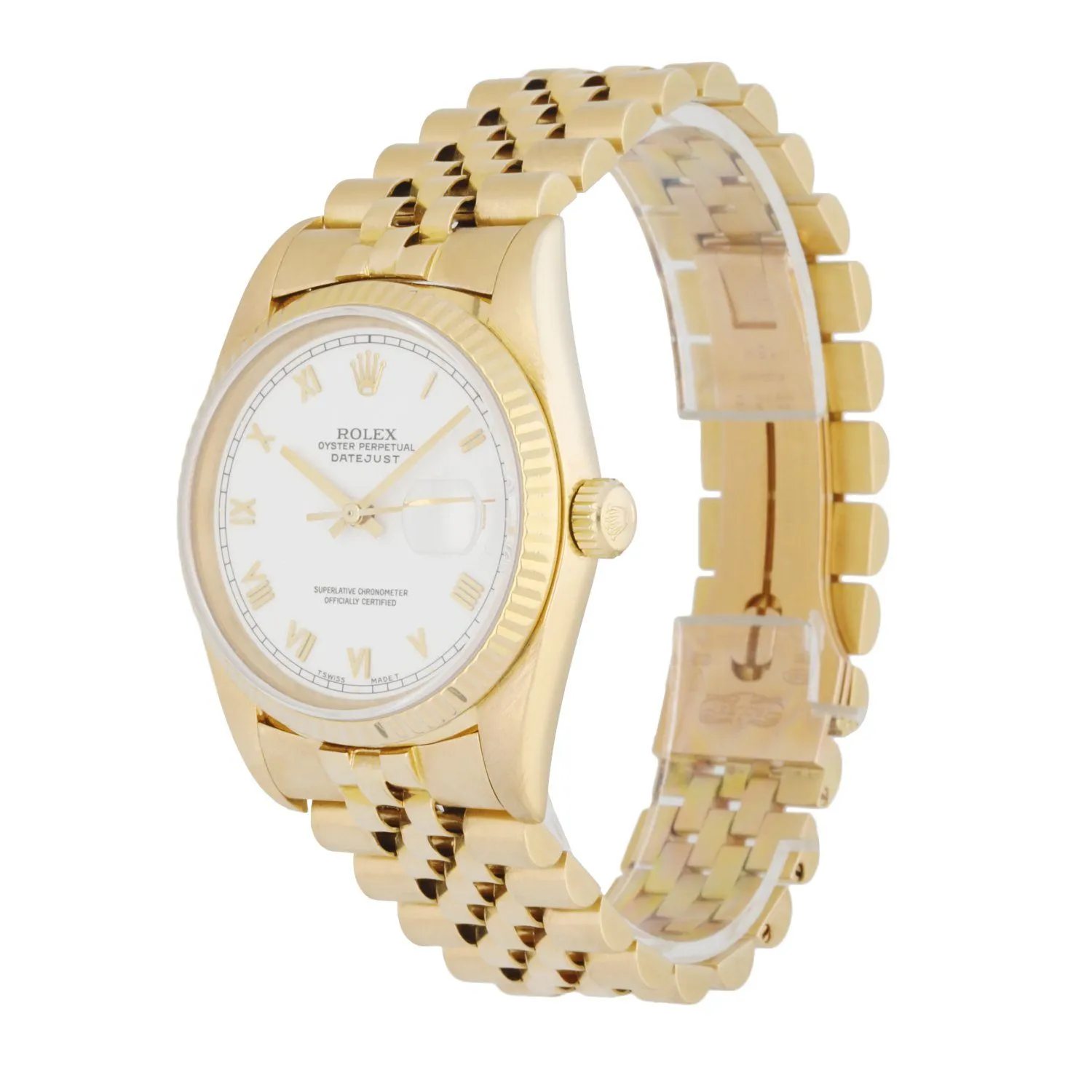 Rolex DateJust 16018 18k Yellow Gold Men's Watch Box & Papers