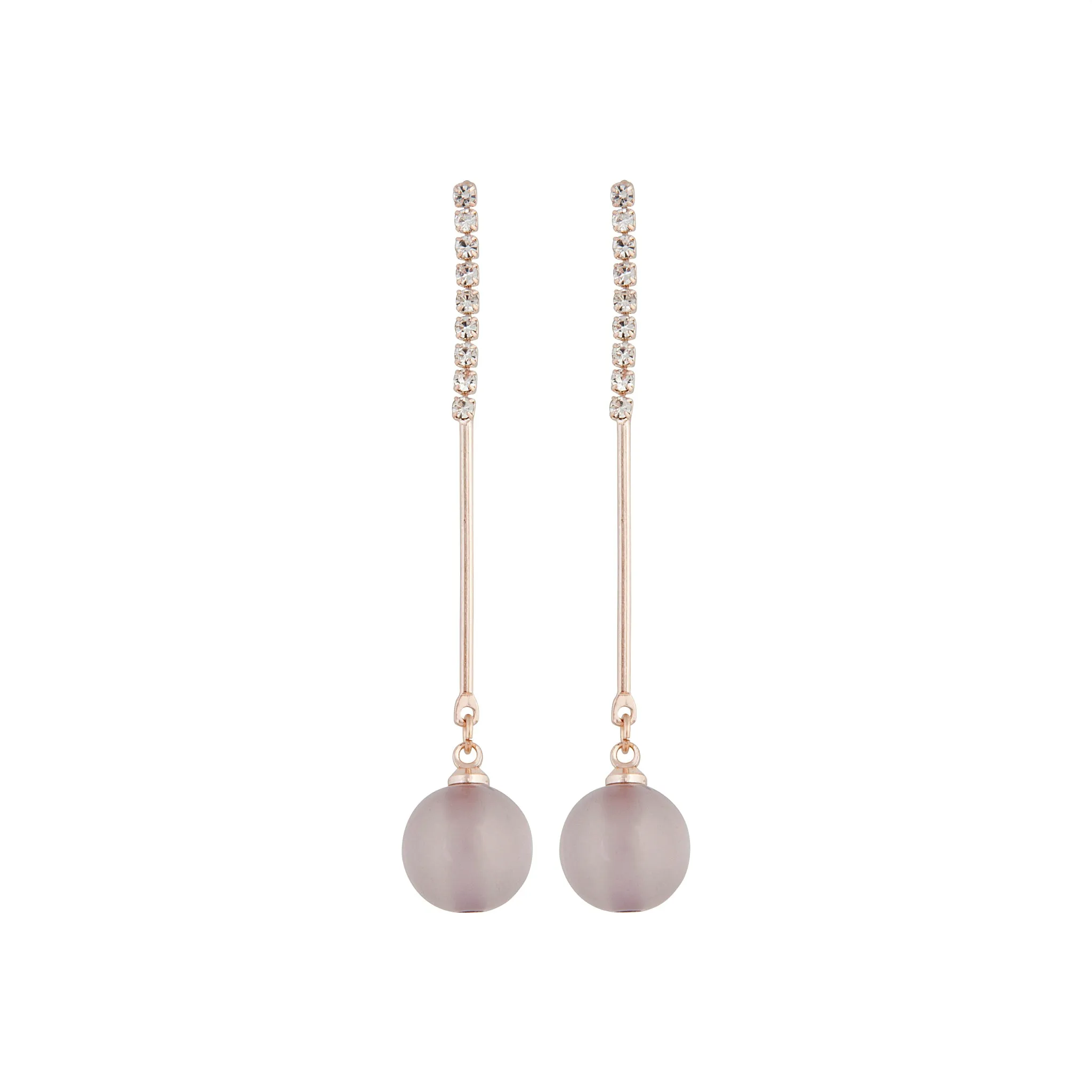 Rose Gold Diamante Stick Cat Eye Earrings
