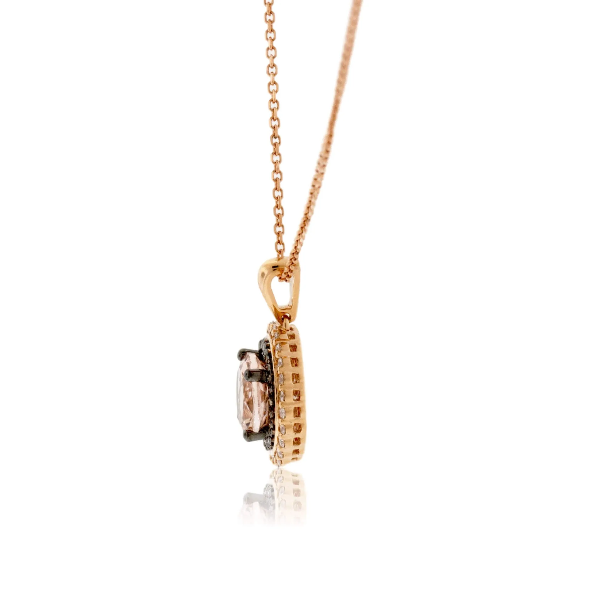 Rose Gold, Diamond, Chocolate Colored Diamond, and Morganite Pendant