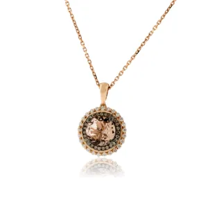 Rose Gold, Diamond, Chocolate Colored Diamond, and Morganite Pendant