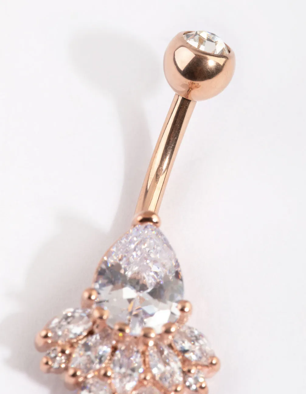 Rose Gold Plated Titanium Diamante Belly Bar