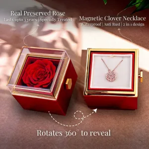 Rotating Rose Preserved Rose Jewellery Box With Necklaces