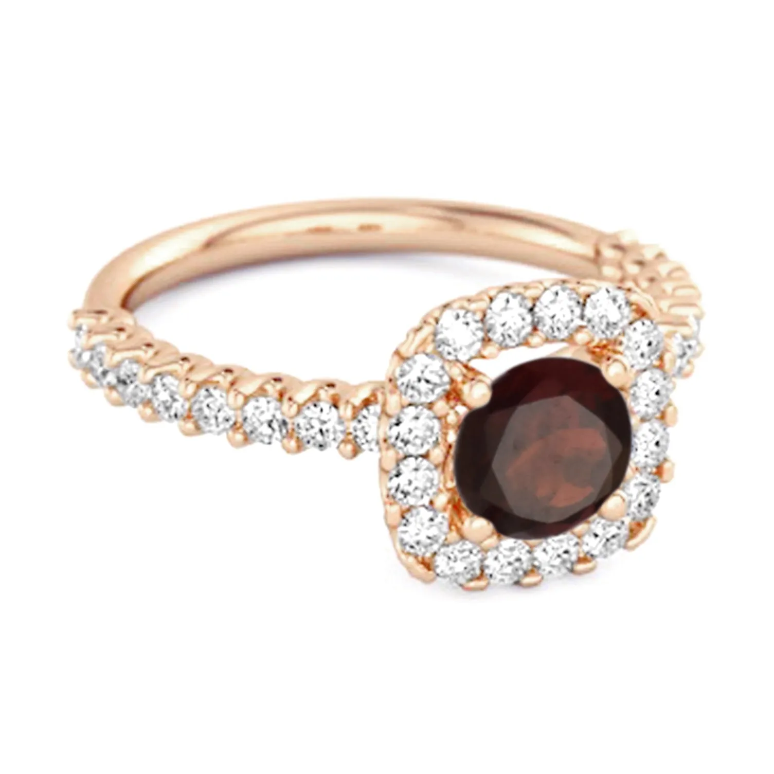 Round Cut Garnet 925 Sterling Silver Halo Ring Princess Gift