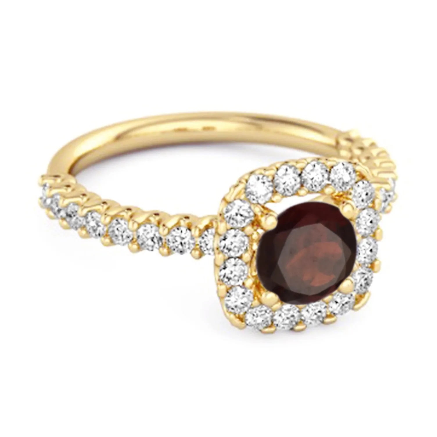 Round Cut Garnet 925 Sterling Silver Halo Ring Princess Gift
