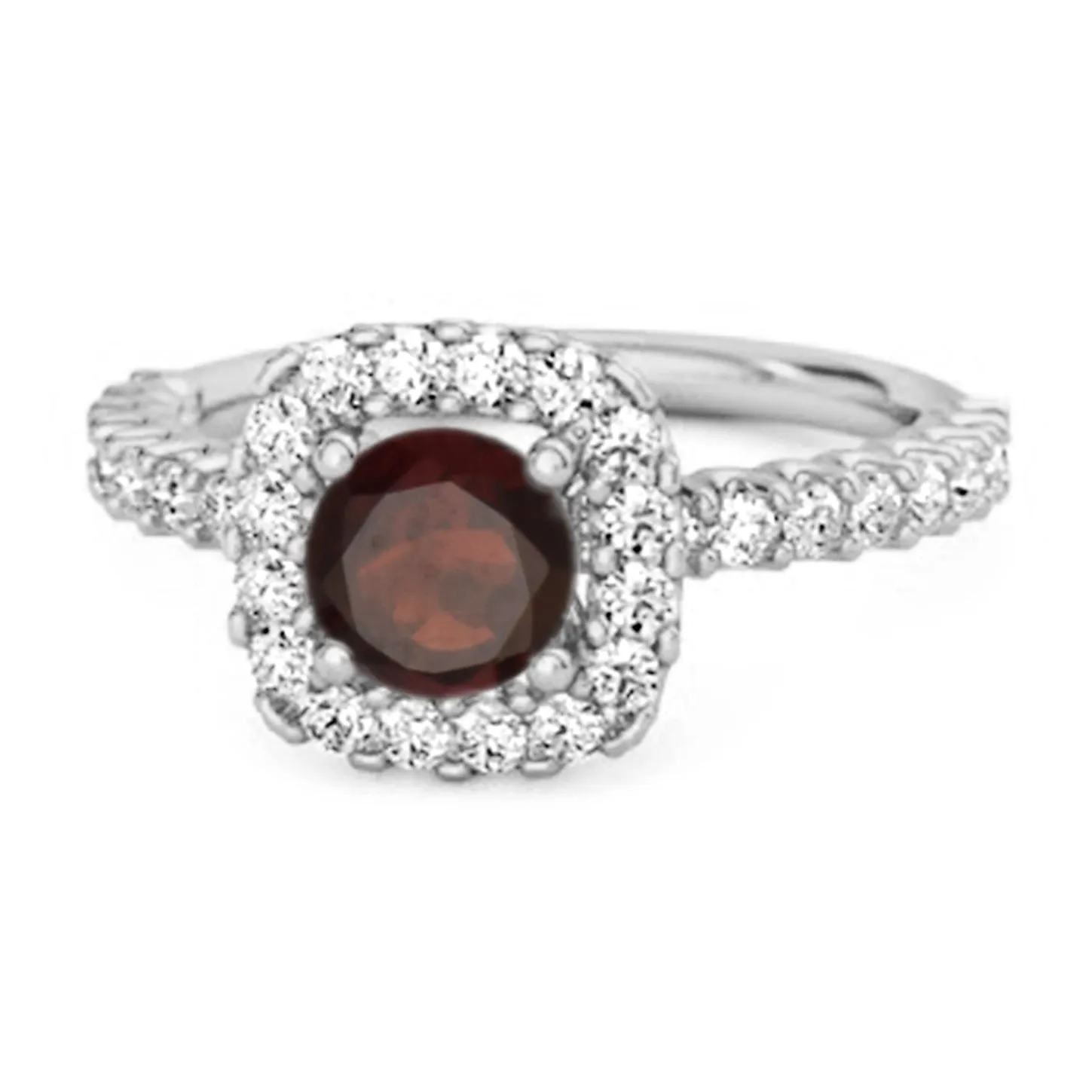 Round Cut Garnet 925 Sterling Silver Halo Ring Princess Gift