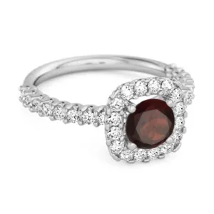 Round Cut Garnet 925 Sterling Silver Halo Ring Princess Gift