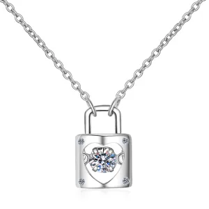 Round Cut Moissanite Diamond Lock Dancing Necklace