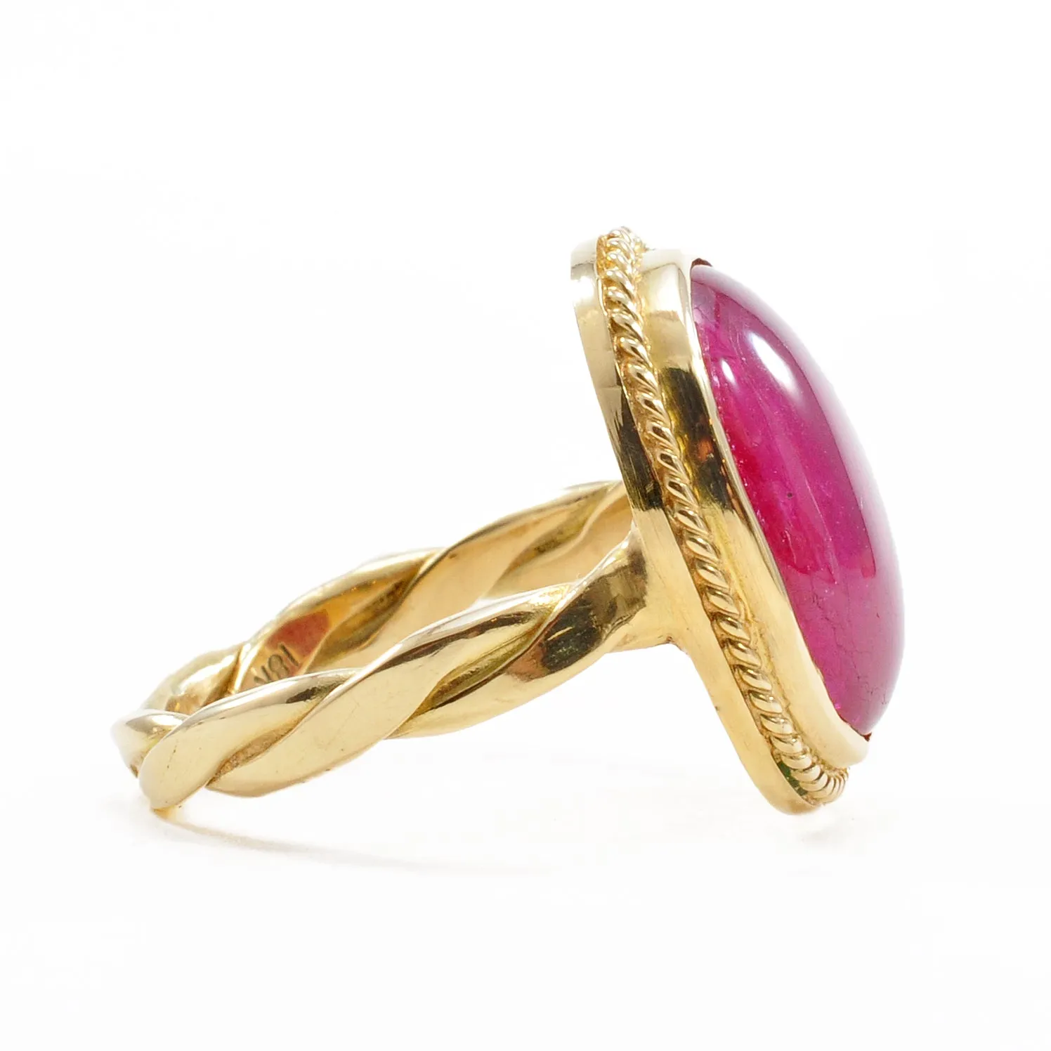 Ruby 18.03 mm 14.17 ct Gem Oval Cabochon 18K Handcrafted Gemstone Ring