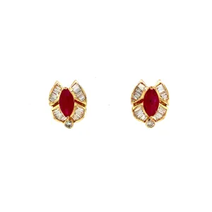 Ruby and Diamond Earring in 14K Yellow Gold - KGT 32324