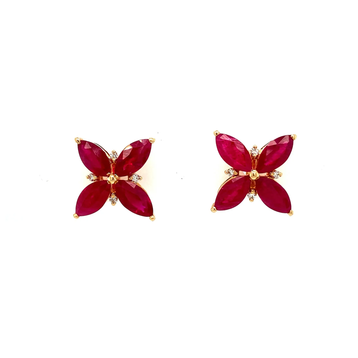 Ruby and Diamond Earring in 14K Yellow Gold - KGT 33091