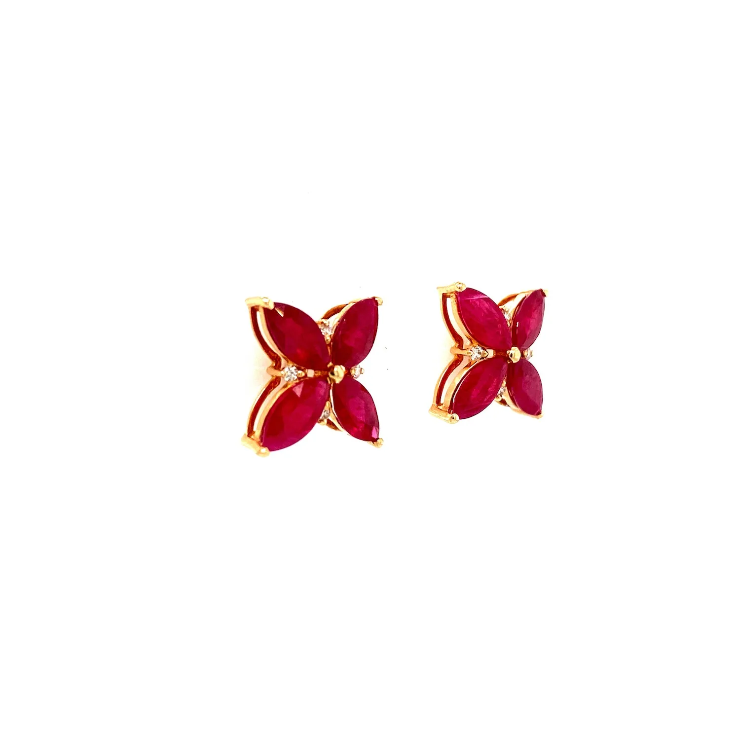 Ruby and Diamond Earring in 14K Yellow Gold - KGT 33091