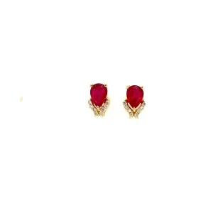 Ruby and Diamond Earring in 14K Yellow Gold - KGT 33251