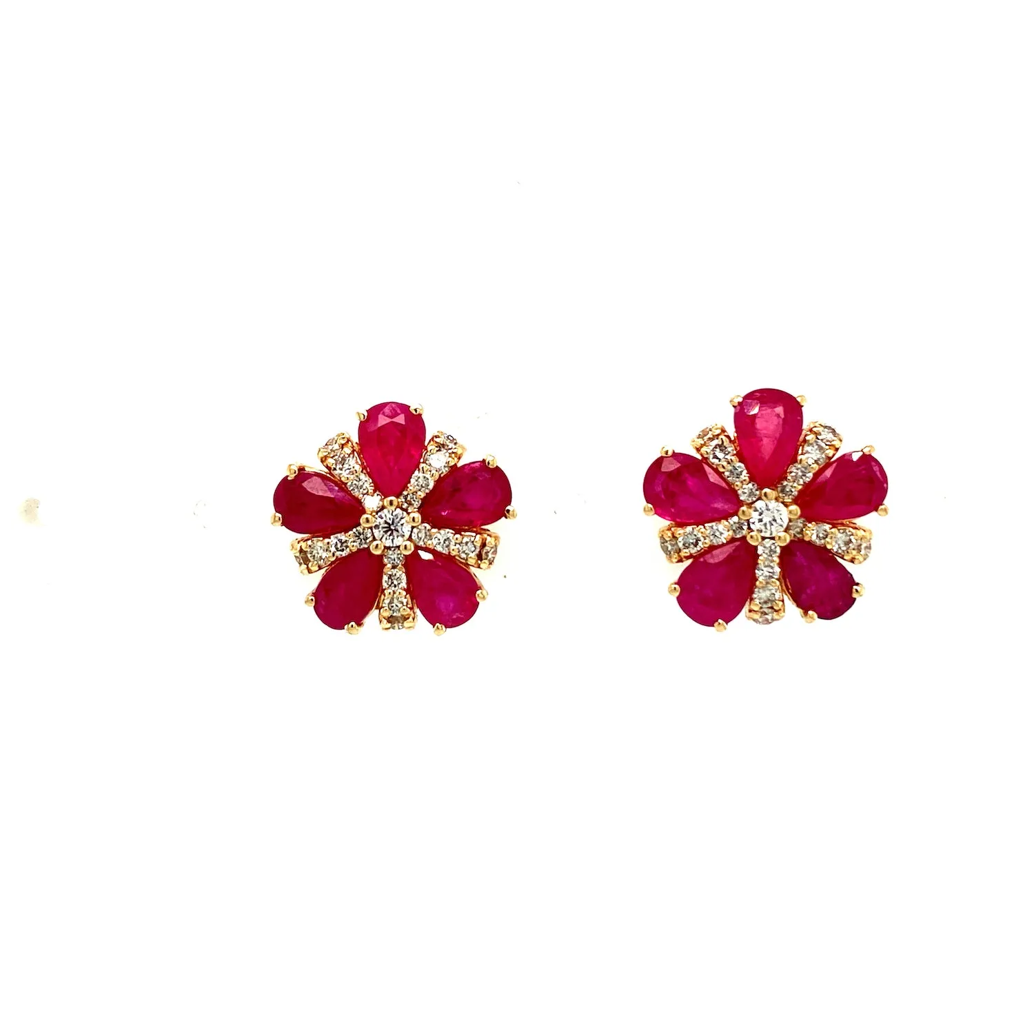 Ruby and Diamond Earring in 14K Yellow Gold - KGT 33353