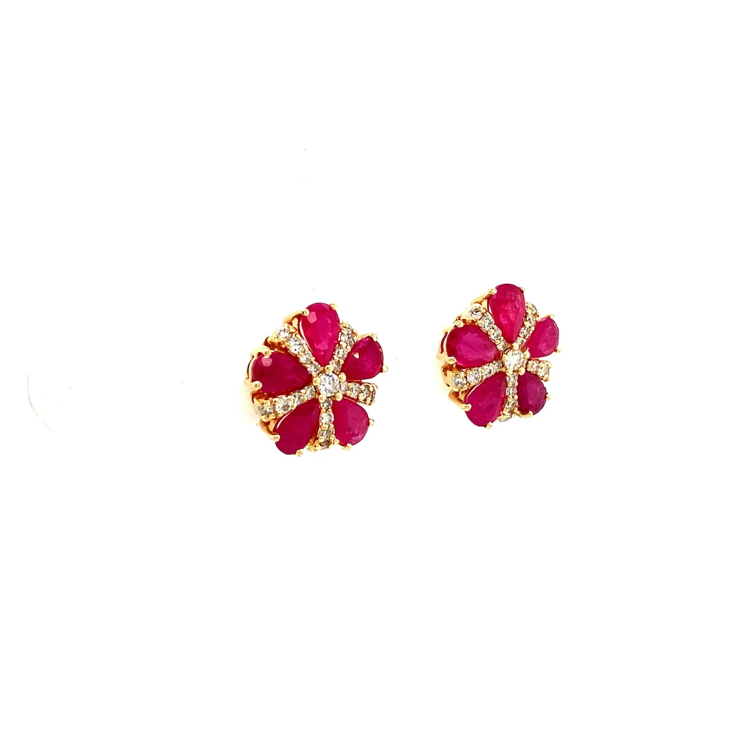 Ruby and Diamond Earring in 14K Yellow Gold - KGT 33353