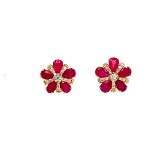 Ruby and Diamond Earring in 14K Yellow Gold - KGT 33353