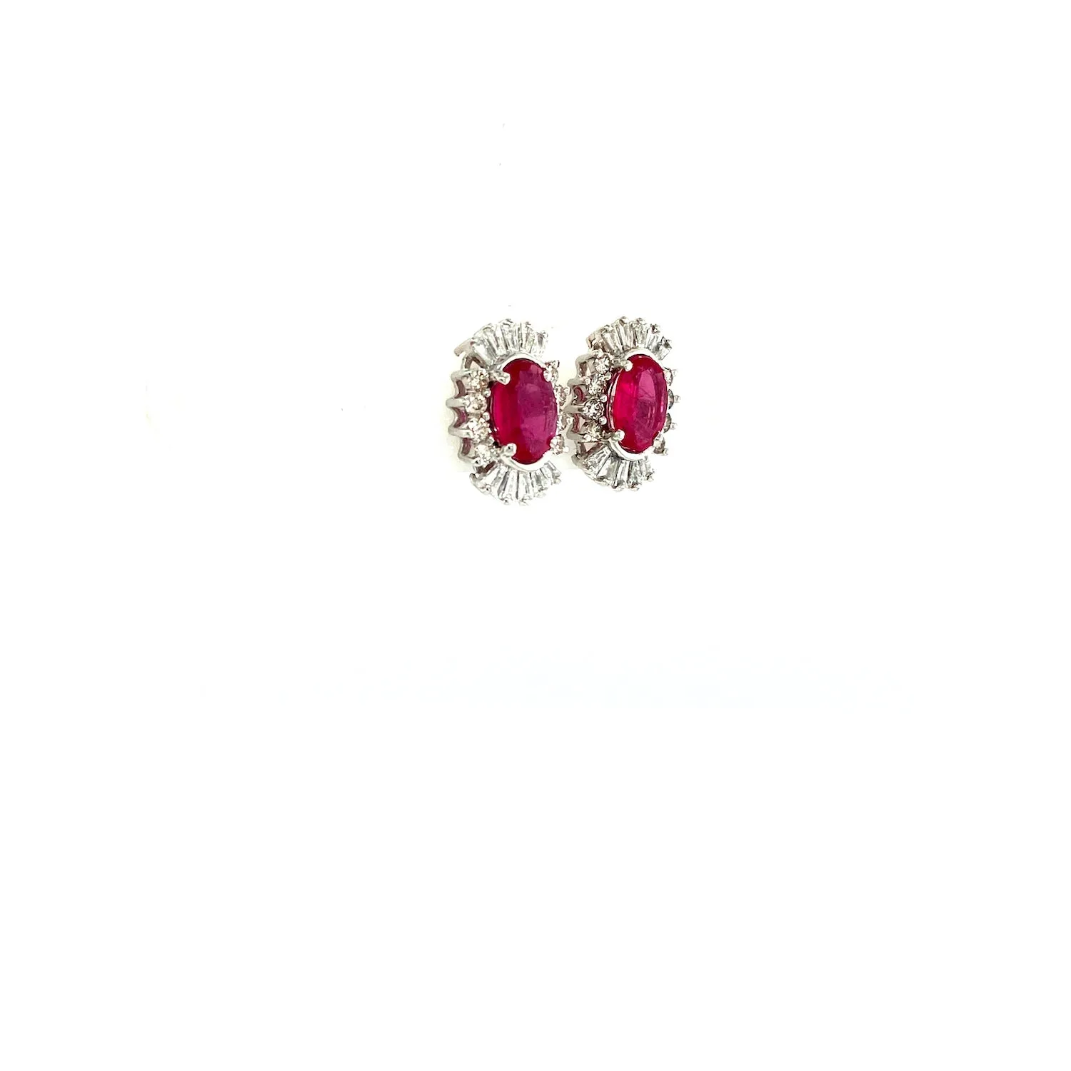 Ruby and Diamond Earring in 18K White Gold - KGT 33120