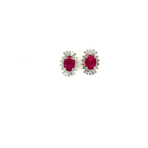 Ruby and Diamond Earring in 18K White Gold - KGT 33120