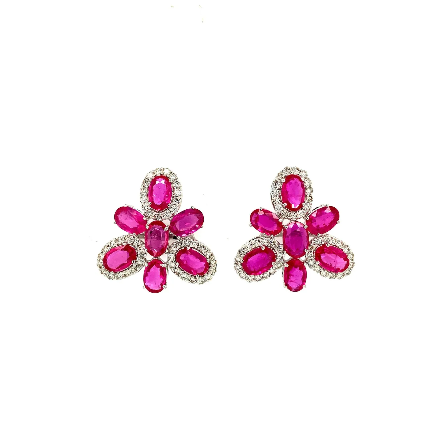 Ruby and Diamond Earring in 18K White Gold - KGT 33358