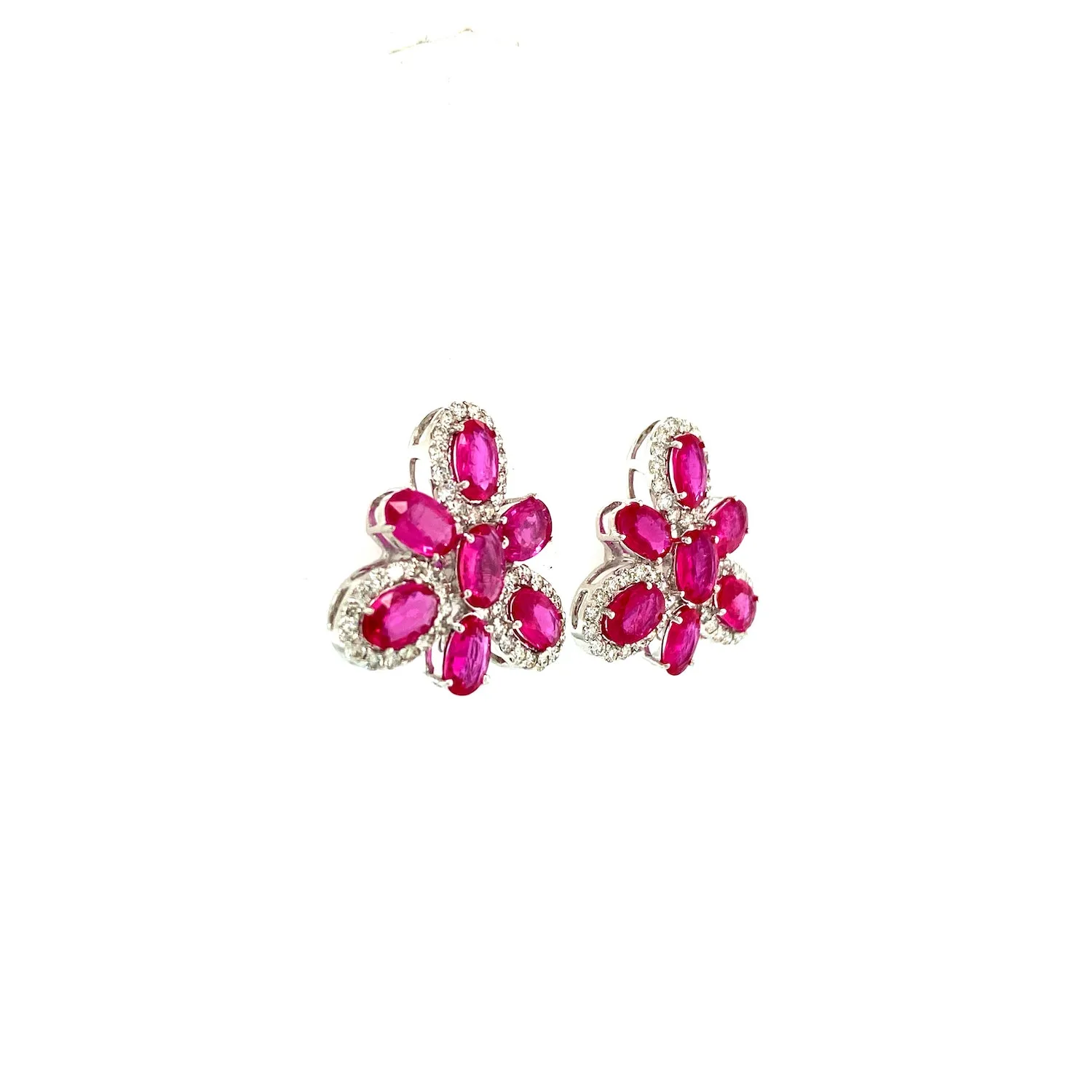 Ruby and Diamond Earring in 18K White Gold - KGT 33358