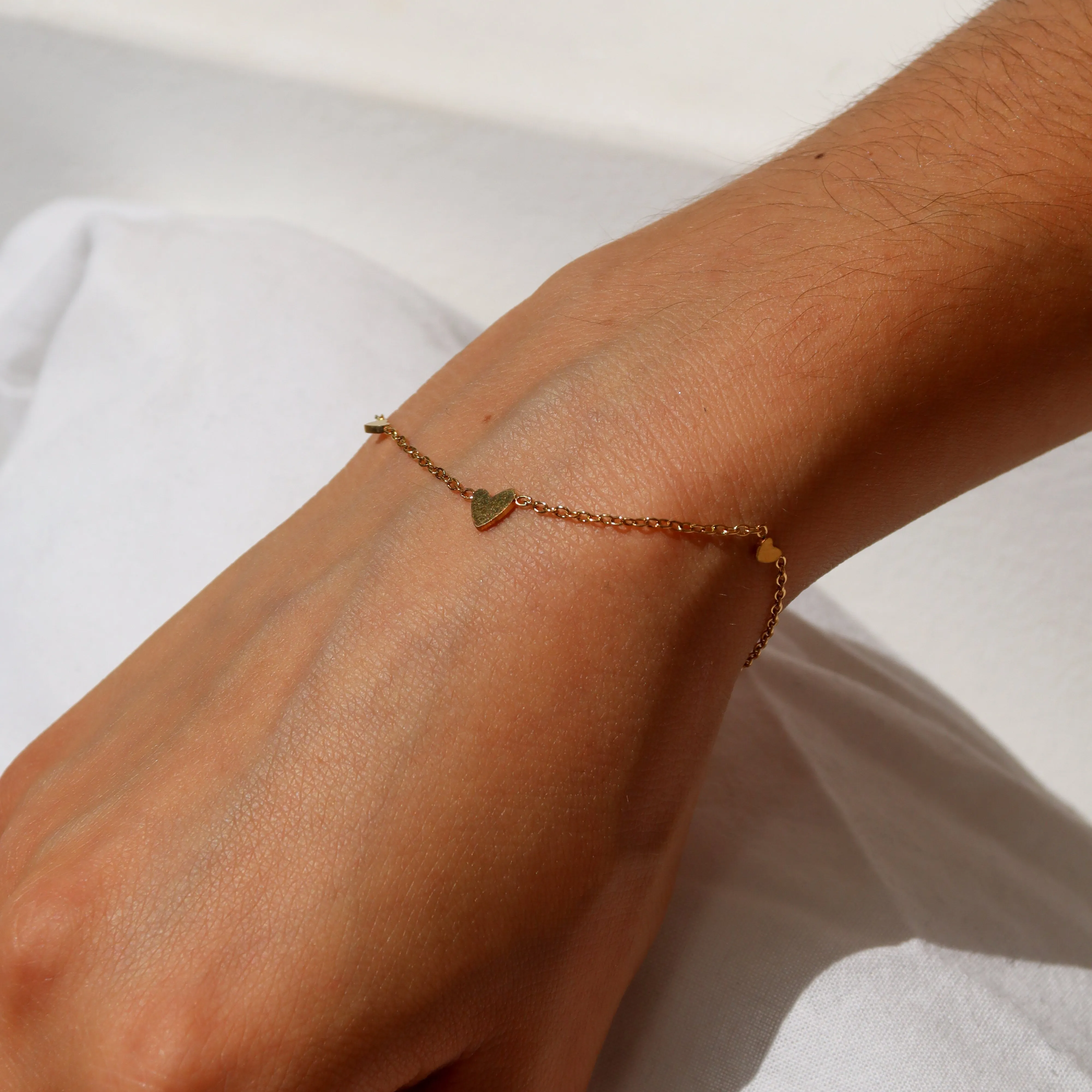 Ruby - Gold Heart Bracelet