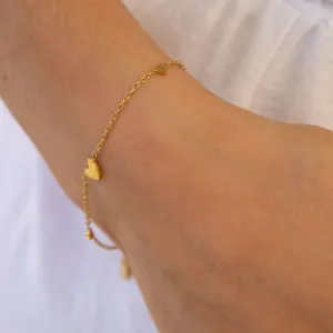 Ruby - Gold Heart Bracelet