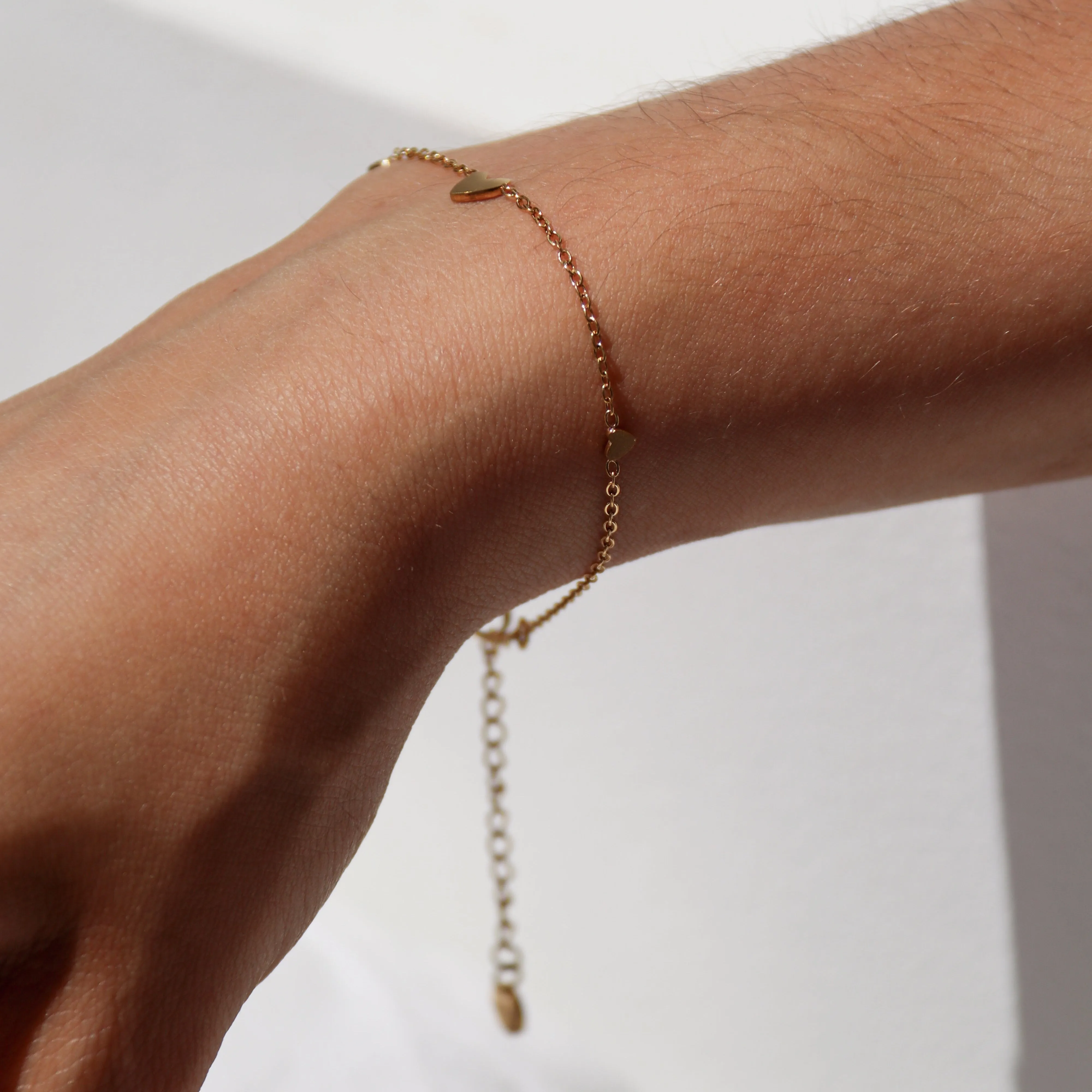 Ruby - Gold Heart Bracelet