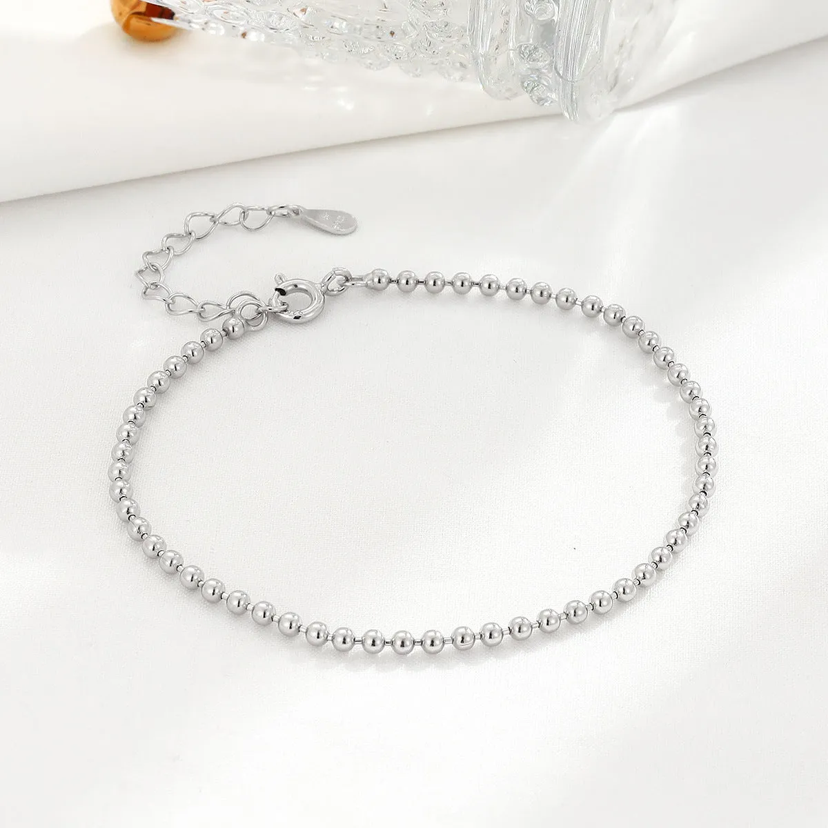 S925 Silver 2mm Bead Bracelet