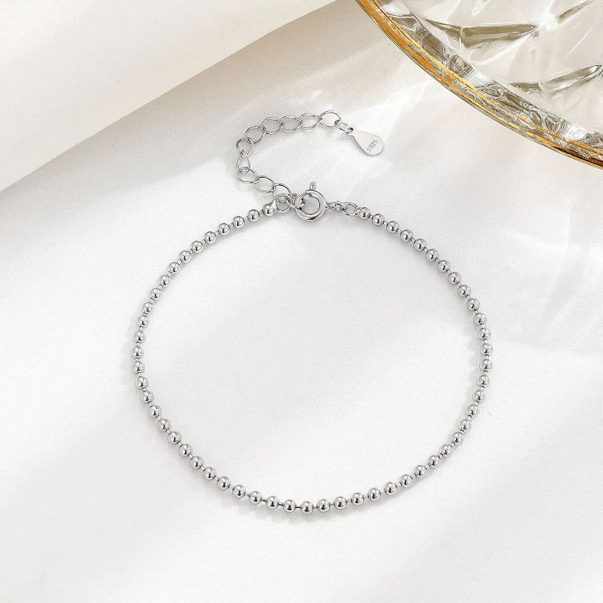 S925 Silver 2mm Bead Bracelet