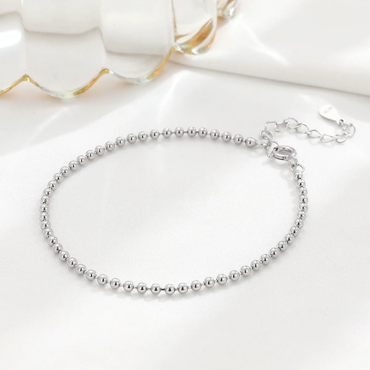 S925 Silver 2mm Bead Bracelet