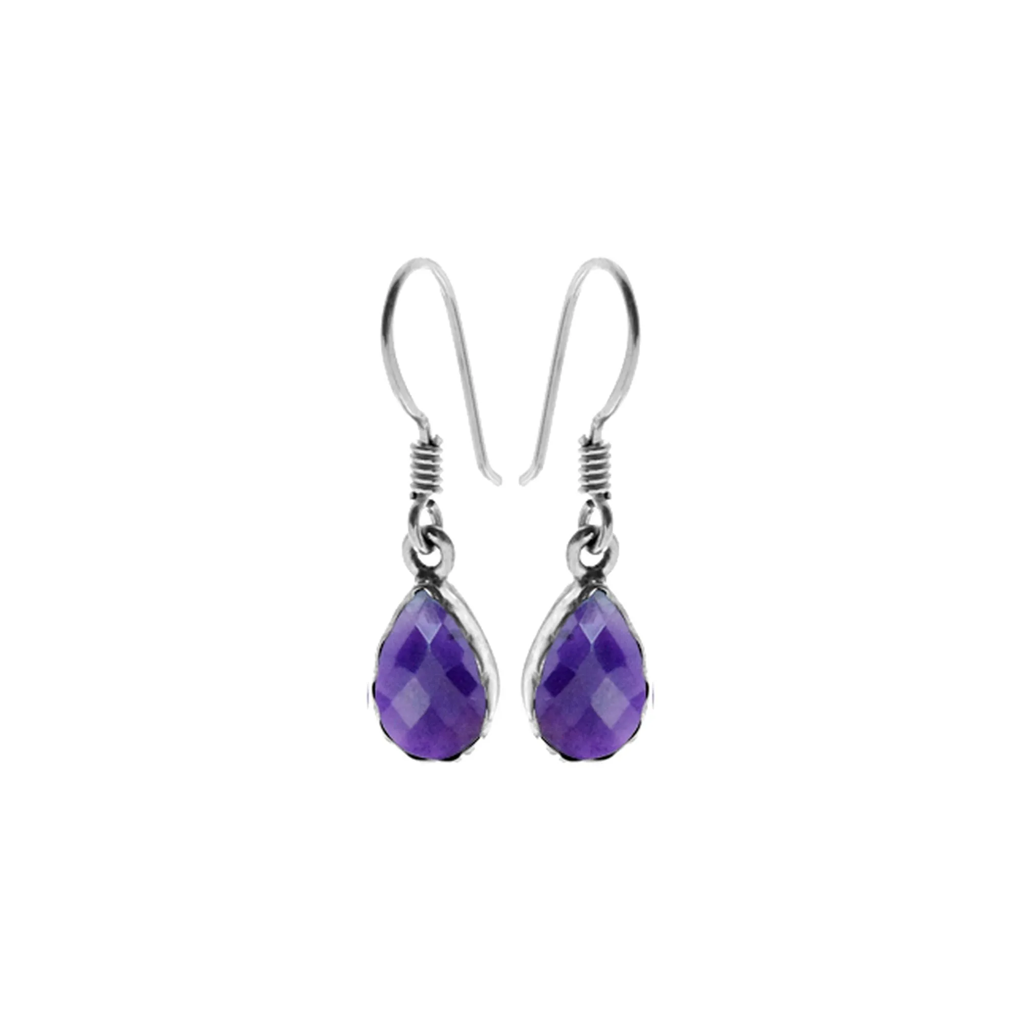 Samira chequered amethyst teardrop earrings