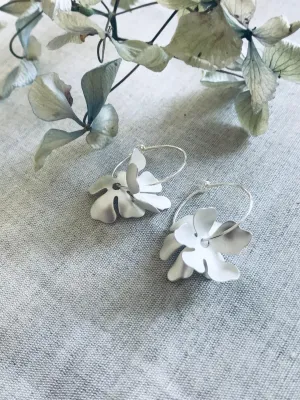 Satin Double Flower Hoop Earrings