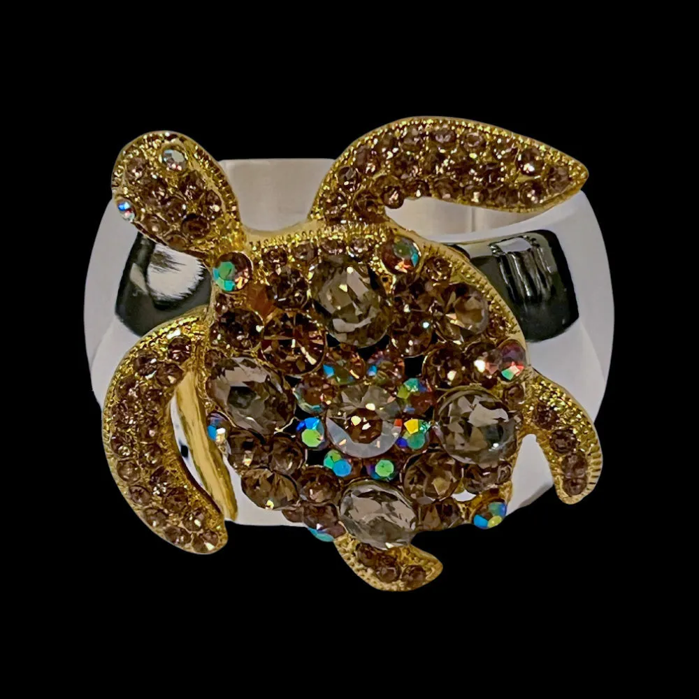 Sea Turtle Napkin Ring Featuring  Topaz Premium Crystal | Set of 4