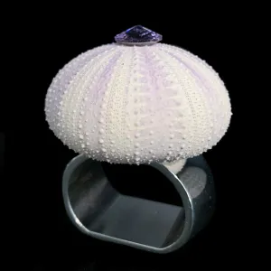 Sea Urchin Napkin Ring Featuring Premium Violet Crystal | Set of 4