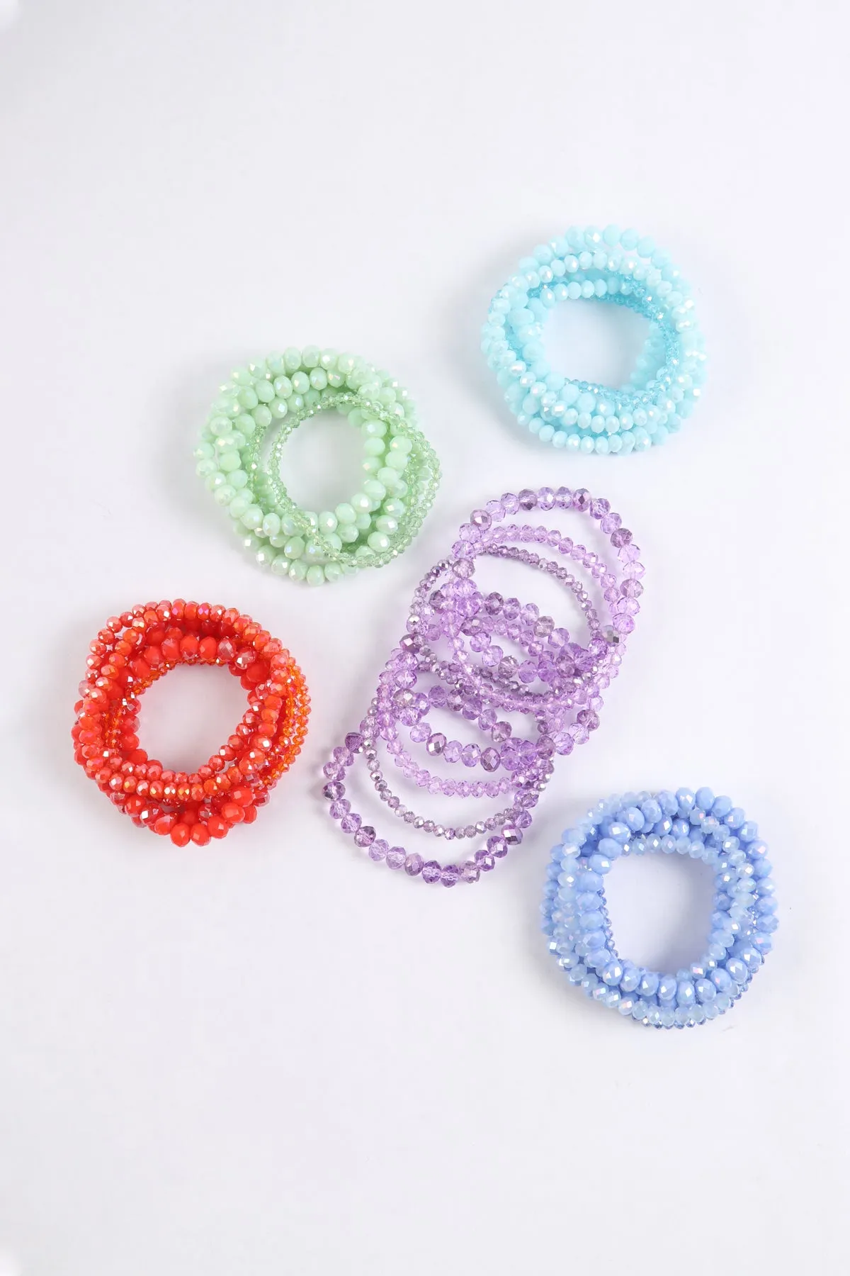SEVEN LINES GLASS BEADS STRETCH BRACELET
