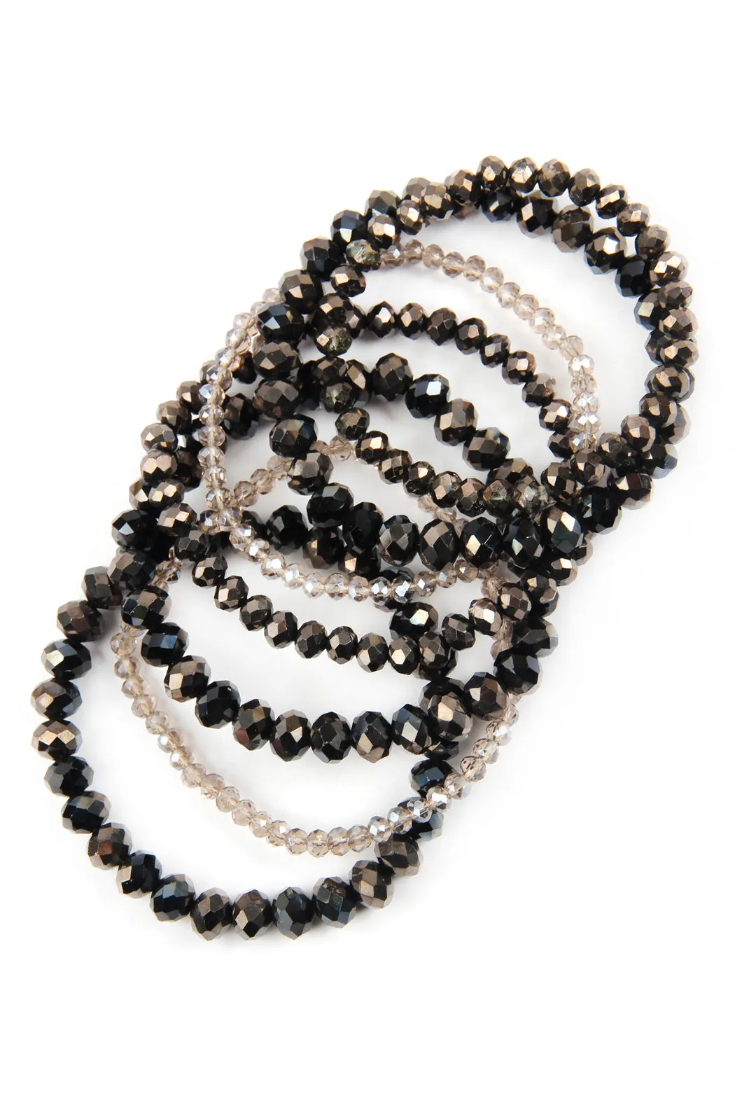 SEVEN LINES GLASS BEADS STRETCH BRACELET