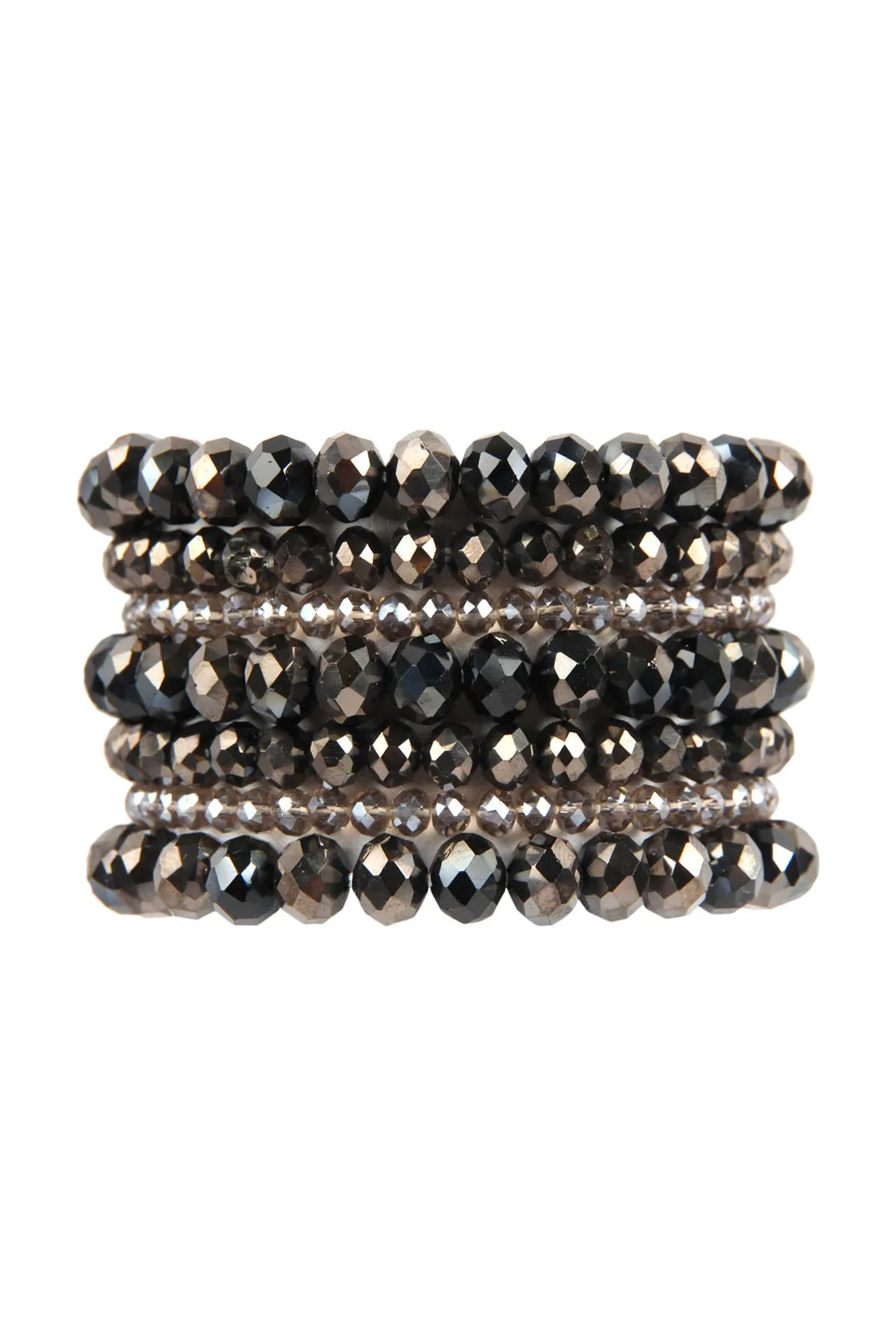 SEVEN LINES GLASS BEADS STRETCH BRACELET