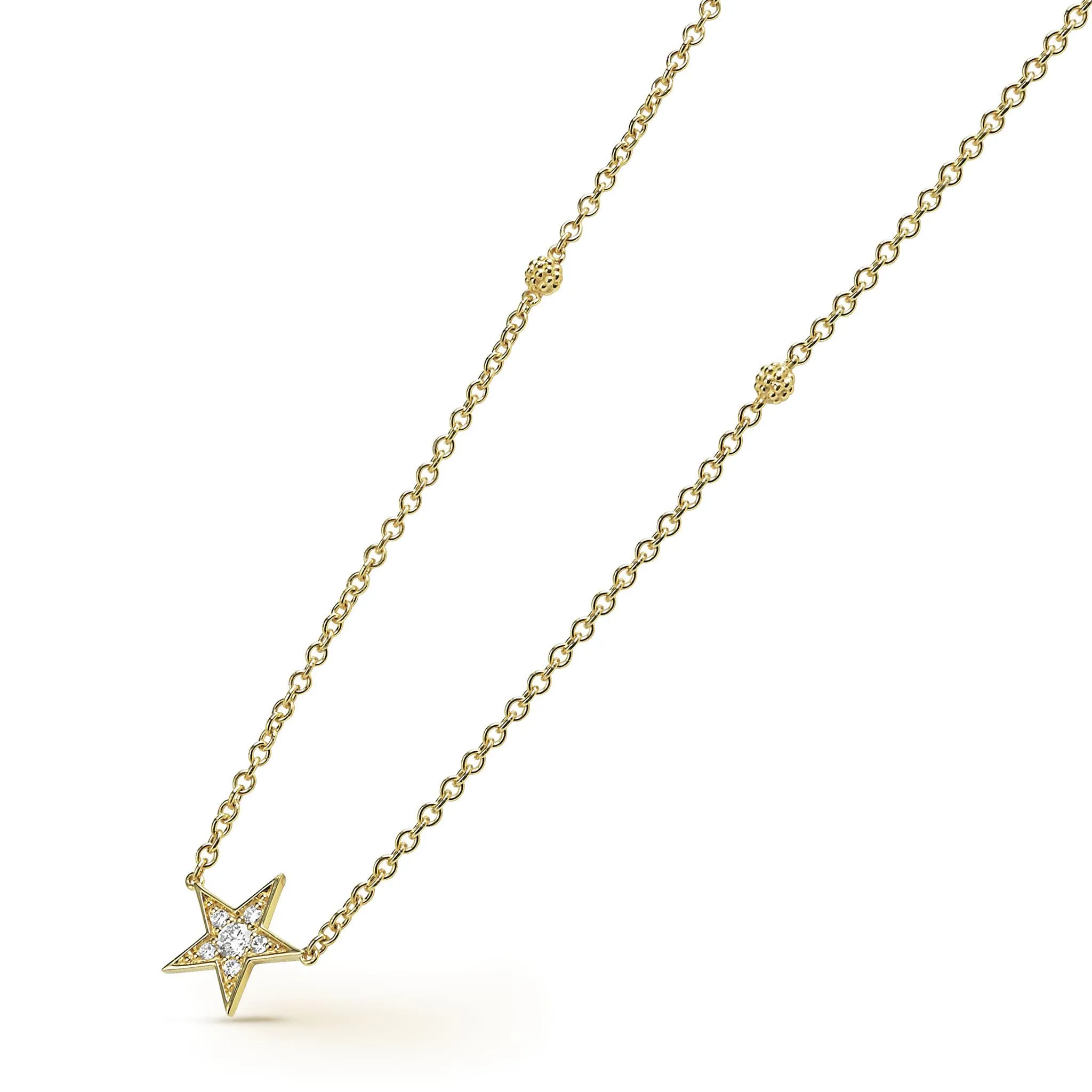 Signature Caviar 18K Gold and Diamond Star Chain Necklace