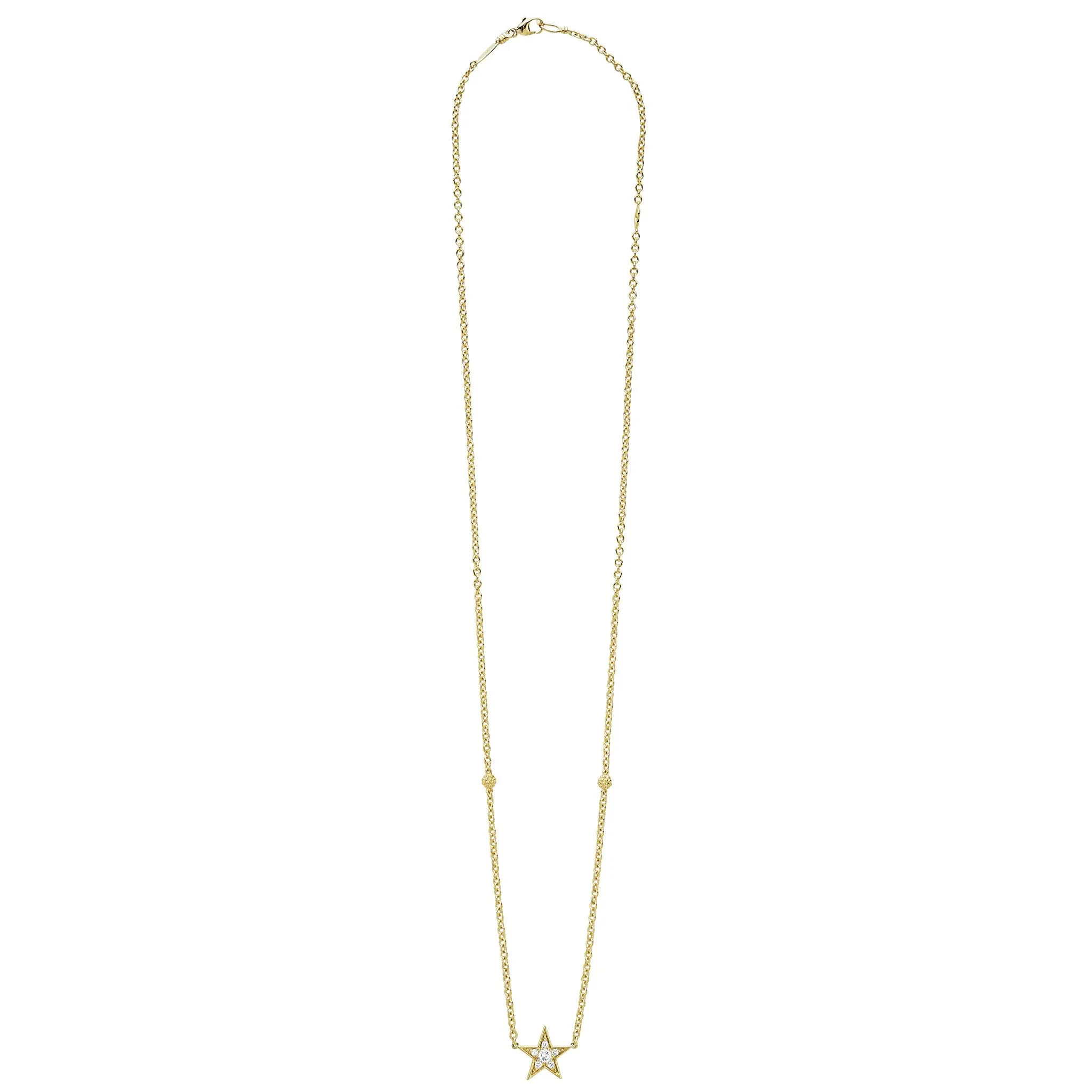 Signature Caviar 18K Gold and Diamond Star Chain Necklace