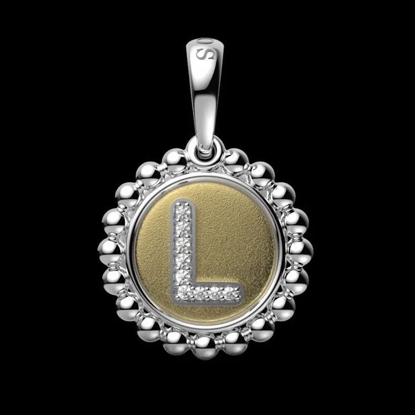 Signature Caviar Diamond L Initial Charm