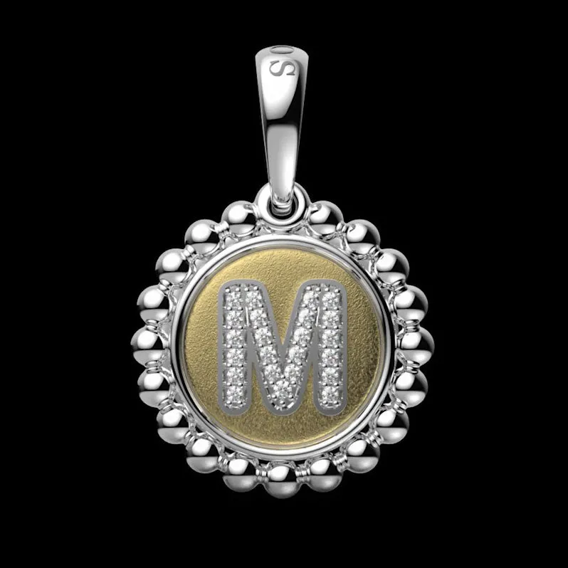 Signature Caviar Diamond M Initial Charm
