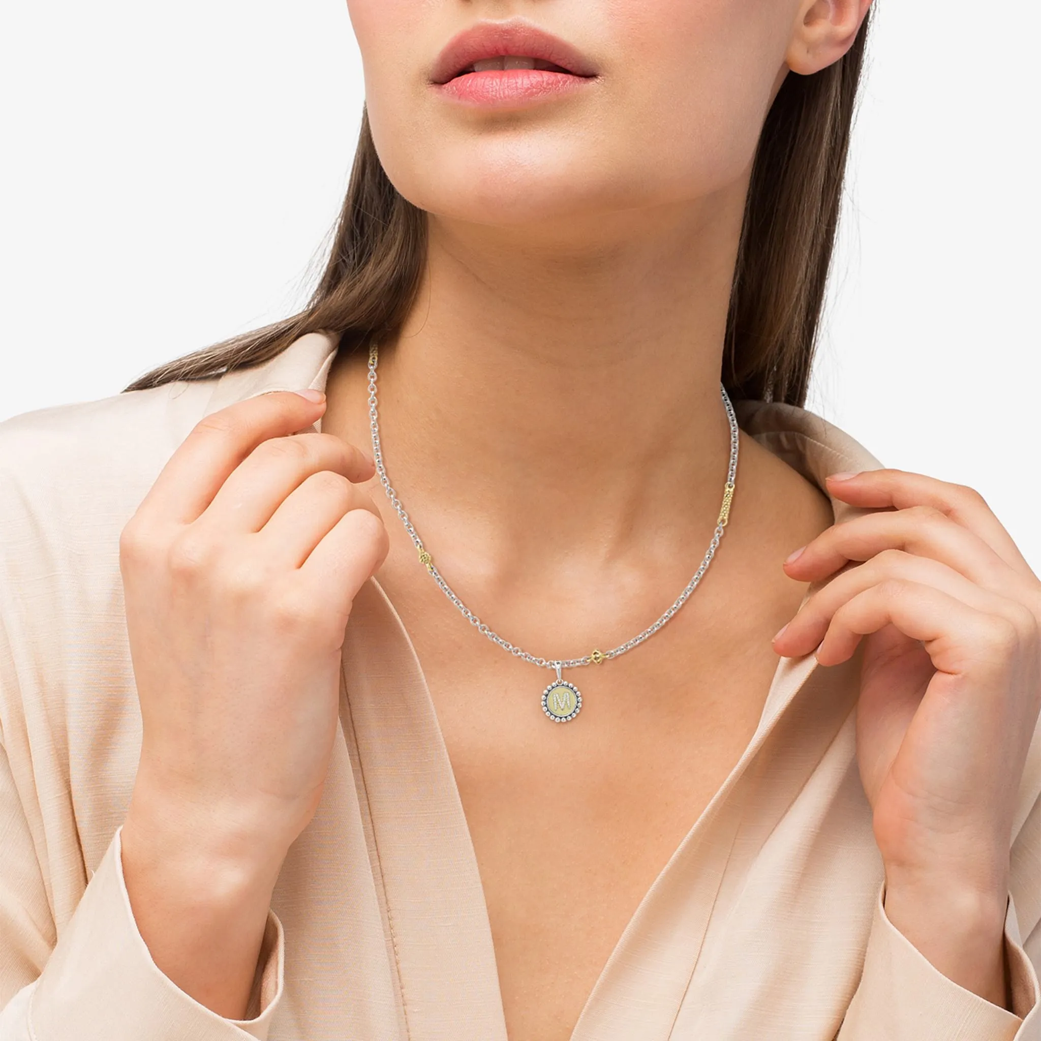 Signature Caviar Diamond M Initial Charm