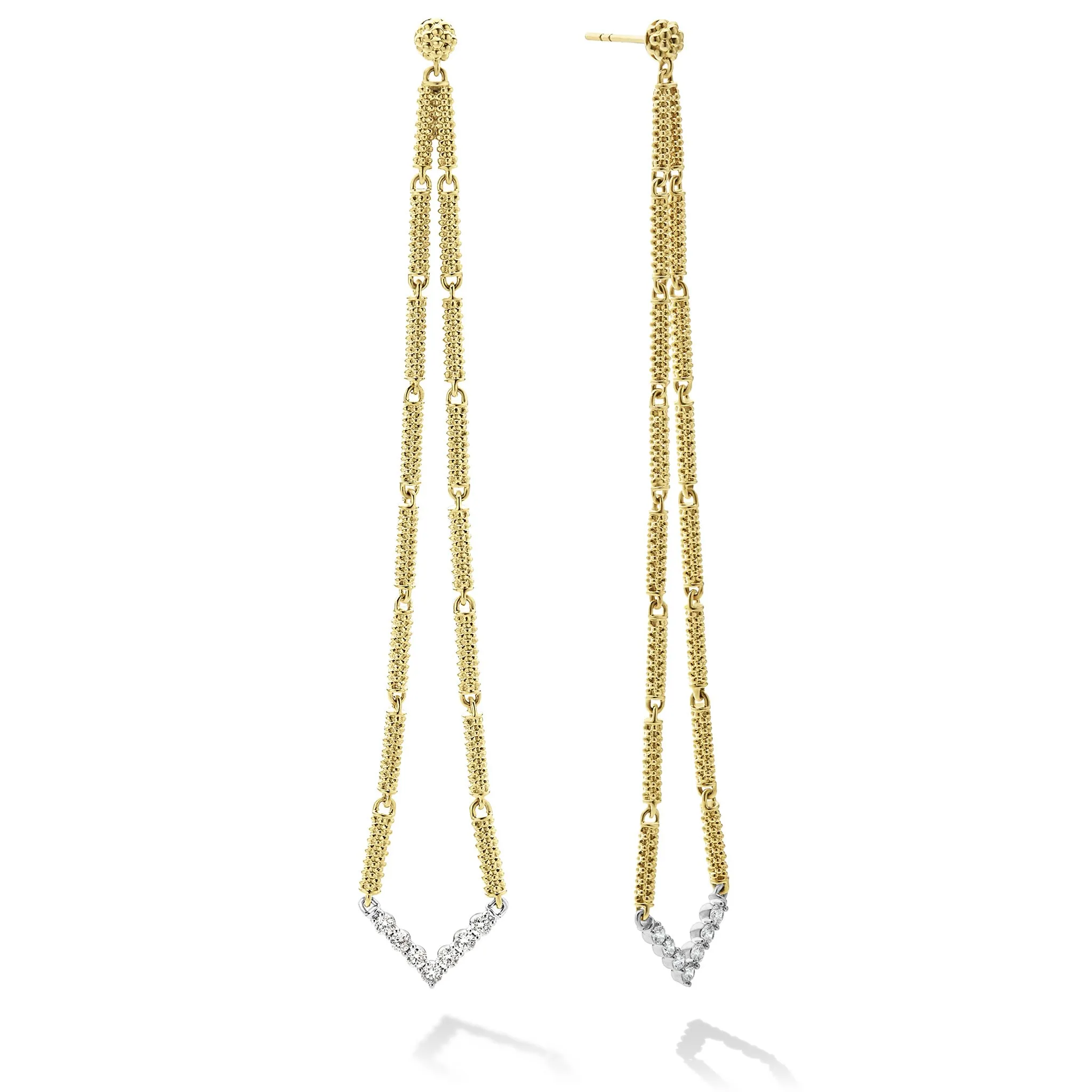Signature Caviar Extra Long Superfine Diamond Drop Earrings